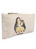 Mr. & Mrs. Panda Schminktasche Pinguin umarmen ohne Spruch in Weiß