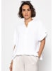 SASSYCLASSY Musselin Bluse mit Rüschensaum in Weiß