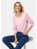 GOLDNER Kurzgröße:  Langarmshirt mit tonaler Zierkante in rosa