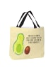 Mr. & Mrs. Panda Tote Bag Avocado Kern rollt mit Spruch in Gelb Pastell