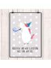 Mr. & Mrs. Panda Poster Einhorn Party mit Spruch in Grau Pastell