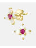 Vanlere Ohrstecker aus 375 Gelbgold mit Opal Blumen-Design