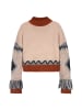 IZIA Damen Pullover in Beige Mehrfarbig