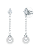 Lulu & Jane Perlen-Ohrhänger aus Messing mit Zirkonia und Muschelkernperle in silber