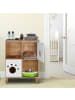 relaxdays Katzenschrank in Natur/ Weiß - (B)75 x (H)96 x (T)40 cm