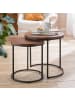 home24 home24 Beistelltisch 2er-Set aus Holzwerkstoff und Metall in Walnuss / Schwarz - 71 x 44 x 87 cm in Braun