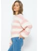 SASSYCLASSY Oversize Strick-Pullover in Rosa, weiß