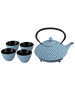 AROMELIO Gusseiserner Teekessel mit Sieb in Blau, (B) 20 x (H) 16,5 x (L) 20 cm