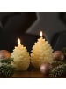 MARELIDA LED Kerze Tannenzapfen Echtwachs H: 15,5cm in creme