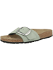Birkenstock Pantolette Madrid Big Buckle Nubukleder schmal in hellgrau