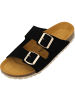 Palado Pantoletten Korfu Suede Premium Leather in Schwarz/Beige