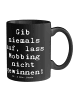 Mr. & Mrs. Panda Kaffeetasse Spruch Mobbing bewältigen mit Spruch in Schwarz