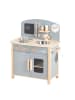 roba Spielküche aus Holz natur/grau mit Zubehör, 2 Kochstellen, Spüle & Wasserhahn