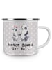 Mr. & Mrs. Panda Camping Emaille Tasse Panda Bester Cousin der W... in Grau Pastell