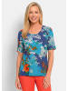 GOLDNER Shirt aus softer Baumwollmischung in blau / orange / gemustert
