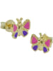 Gallay Ohrstecker Ohrring 7x8mm Schmetterling pink-lila 9Kt GOLD in gold