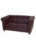 MCW Luxus 2er Sofa Chesterfield Edinburgh, Runde Füße, rot-braun