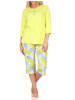 NORMANN Kurzarm Pyjama Caprihose floralem print in grün