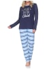 NORMANN Schlafanzug langarm Streifenoptik Übergrössen 126 10 802 in navy