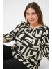 KAFFE curve Bluse langarm KCmarina Regular fit in Black/White Graphic
