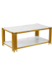 ABRIHOME Couchtisch in Goldfarben Marmoroptik 114x64x46 cm mit Metallbeinen