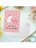 Mr. & Mrs. Panda Postkarte Einhorn Schwein mit Spruch in Rot Pastell