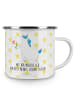 Mr. & Mrs. Panda Camping Emaille Tasse Einhorn Blume mit Spruch in Weiß