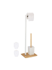 relaxdays WC-Garnitur Weiß/ Natur - (B)22 x (H)70,5 x (T)18 cm