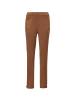 GOLDNER Kurzgröße:  Bi-elastische Hose in superweichem Veloursleder-Look in camel