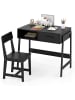 COSTWAY Kinderschreibtisch Set mit Stuhl aus Holz ab 3 Jahren in Schwarz