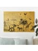 WALLART Leinwandbild Gold - Vintage Collage - Exotische Landkarte in Schwarz-Weiß