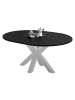 58 aufm Kessel ESSTISCH Rund ausziehbar Edda 10 110x110x78 Küchentisch Weiß/Schwarz