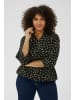 KAFFE curve Langarm-Bluse KCemina in Black/Green Lettuce Ditzy