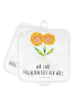 Mr. & Mrs. Panda 2er Set Topflappen  Blume Sonnenblume mit Spruch in Weiß