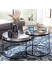 KADIMA DESIGN Couchtisch | 2er Set, Silber/Schwarz, Tablett, Rund in Silber