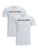 Jack & Jones JJECORP LOGO Print Kurzarm 2-er Stück Pack T-Shirt in Weiß-2