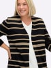 sheego Strickjacke in schwarz-beige-gestreift