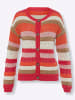 Heine Ajourstrickjacke in orange-champagner-gemustert