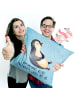 Mr. & Mrs. Panda Kissen Pinguin Lachen mit Spruch in Eisblau