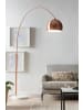 SalesFever Bogenlampe dimmbar höhenverstellbar mit Marmor-Fuß und Lampenschirm in Kupfer