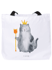 Mr. & Mrs. Panda Damen Schultertasche Katze König ohne Spruch in Weiß