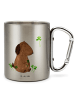 Mr. & Mrs. Panda Campingbecher Hund Kleeblatt ohne Spruch in Silber