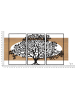 Mauro Ferretti Set aus 3 dekorativen 3D-Paneelen aus schwarzem Metall und Holz, 176 x 2 x 90 cm