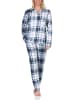 NORMANN Schlafanzug langarm Pyjama karierte Optik Jersey - 87047 in marine