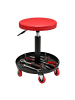 relaxdays Werkstatthocker in Rot  - (H)42-56 x ø38 cm