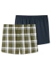 Schiesser Web-Boxershorts 2er Pack in Dunkelblau/Grün