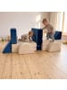 relaxdays 10tlg. Kinder-Spielsofa Set "Samt" in Blau/ Beige - (B)150 x (H)47 x (T)65 cm