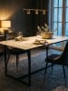 KADIMA DESIGN Esstisch Marmor-Look Glas Modern Premium Esszimmer Elegant Hell in Weiß-Schwarz
