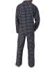 NORMANN Flanell Pyjama Schlafanzug zum durchknöpfen - 70102 in grau