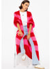 SASSYCLASSY Langer Cardigan mit Blockstreifen in Rot